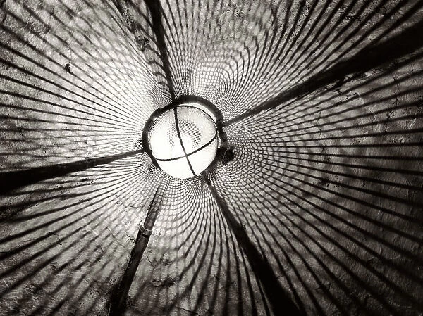 A play of arabesque produced on a ceiling by a light fixture