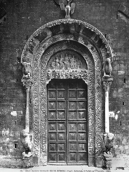 The portal on the faade of the Cathedral of San Valentino, in Bitonto, Apulia