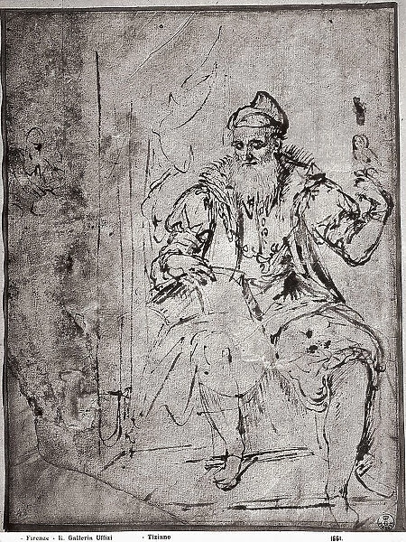 Portrait of an elderly man. Drawing by Titian, in the Gabinetto dei Disegni e delle Stampe, at the Uffizi Gallery in Florence