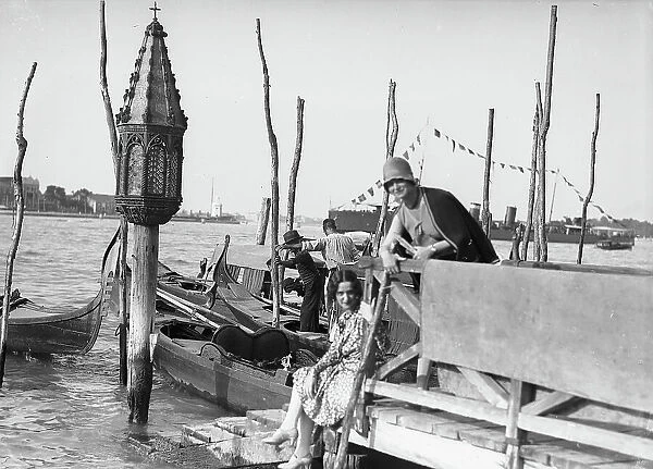 Portrait with gondolas in the Laguna of Venice