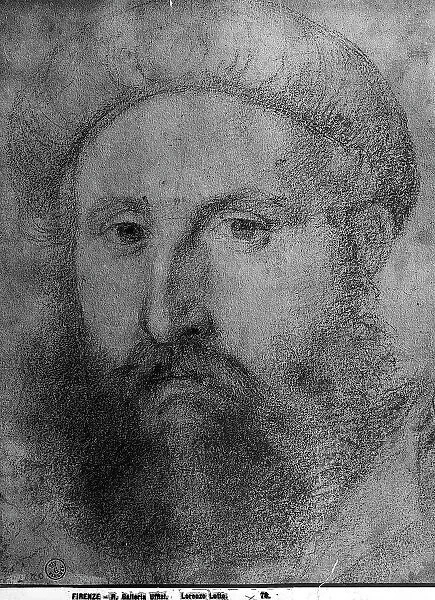 Portrait of a man. Drawing by Lorenzo Lotto, in the Gabinetto dei Disegni e delle Stampe, at the Uffizi Gallery, Florence