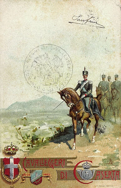Postcard commemorating the 17 Cavalry Regiment of Caserta