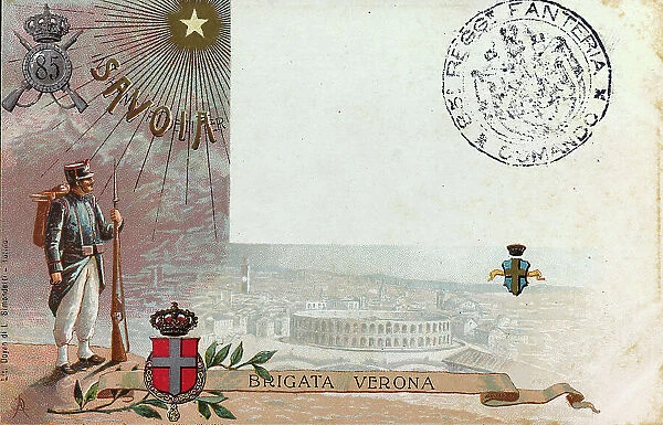Postcard commemorating the 85 Infantry Regiment Brigade Verona