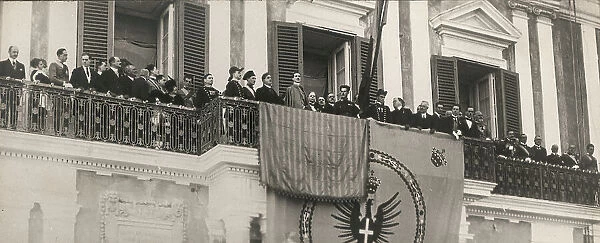 Prince Umberto di Savoia (future Umberto II) looking out from a balcony during his visit to Taranto