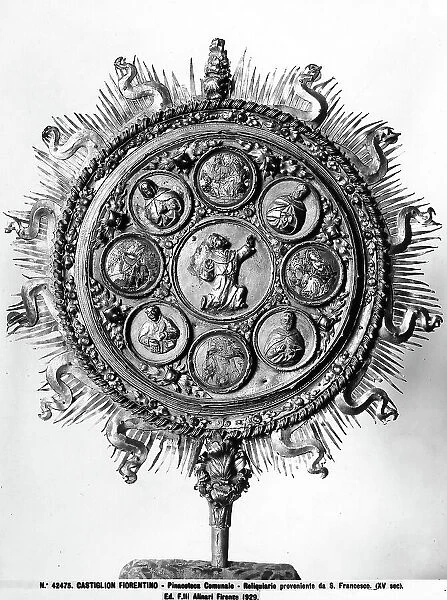 Reliquary in form of an ostensory. Goldsmith's work, preserved in the Municipal National Portrait of Castiglion Fiorentino