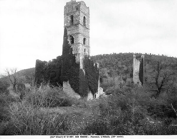 The remains of the bell tower of San Rabano Abbey near Grosseto