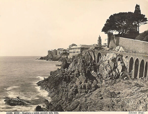 The rocks of Nervi and partial view of the city, Genoa