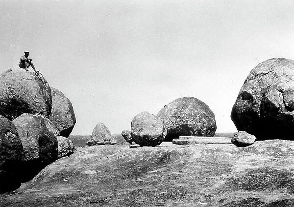 Rocks sculpted by atmospheric agents in the Matopo Mountains in Bulawayo in Rhodesia, the current Zimbabwe
