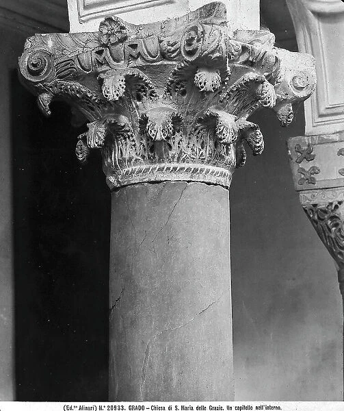 A Roman capital, in the Basilica of Santa Maria delle Grazie, in Grado, Friuli Venezia Giulia