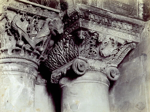 Detail of two romanesque capitals