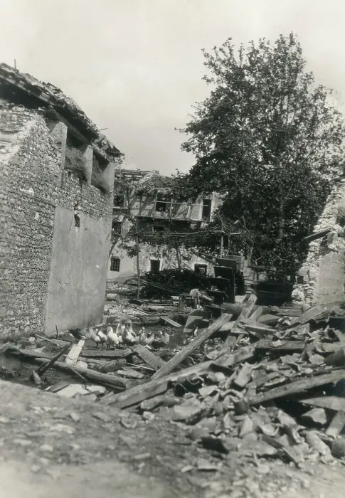 Framed Print : Rubble after a bombing