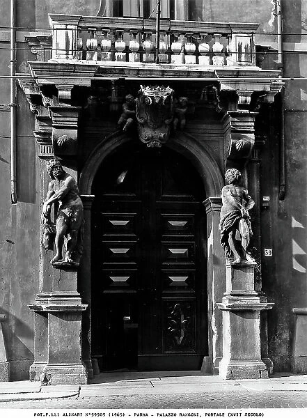 The seventeenth century portal of Palazzo Rangoni, office of the Prefecture of Parma