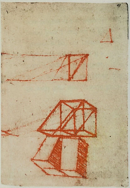 Solid geometric figures, page from the Codex Forster II, c.47r, by Leonardo da Vinci, housed in the Victoria and Albert Museum, London