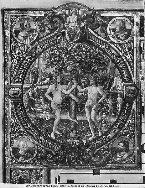 Stories of Adam and Eve, illuminated beginning of a Choir Book, in the Museo dell'Opera del Duomo, Florence