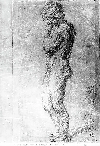 Study of a male nude. Pencil drawing by Cigoli preserved in the Department of Drawings and Prints, Uffizi Gallery, Florence
