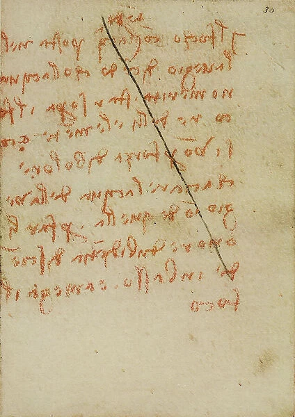 Study on the sources of heat, writings from the Codex Forster III, c.30r, by Leonardo da Vinci, housed in the Victoria and Albert Museum, London