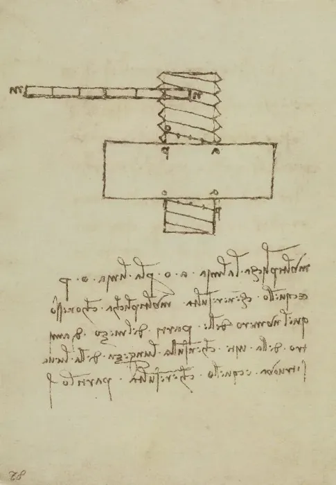 Framed Print : Study on the threading of screws, writings from the Codex Forster III, c.82r, by Leonardo da Vinci, housed in the Victoria and Albert Museum, London Framed Print : Study on the threading of screws, writings from the Codex Forster III, c.82r, by Leonardo da Vinci, housed in the Victoria and Albert Museum, London