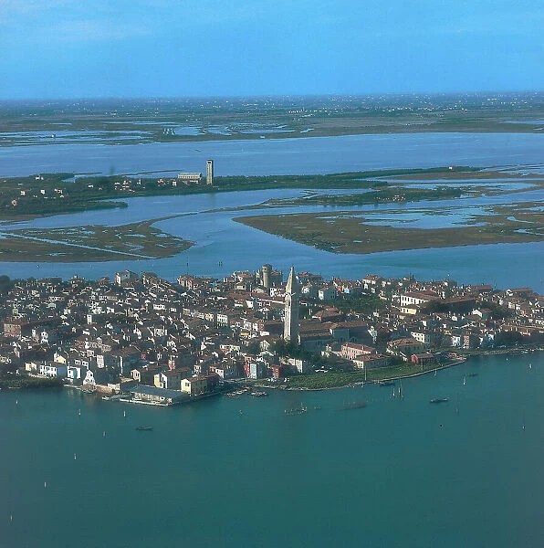 Venice, view of the Burano canal and the island of Torcello