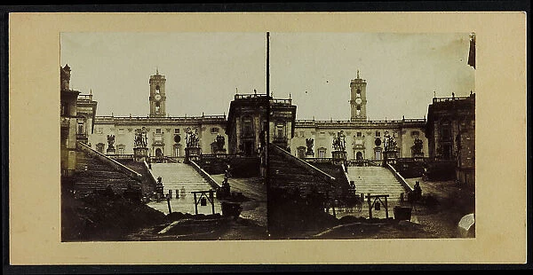 View of the Campidoglio with the Palazzo Senatorio, Rome; Stereoscopic photography