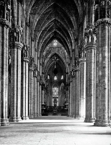 View of the central nave of the Cathedral of Milan
