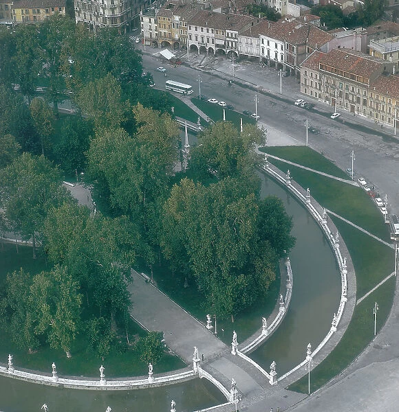 View of the 'Prato della Valle', the large elliptical piazza of Padua