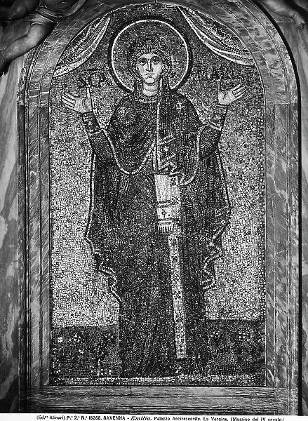 The Virgin; mosaic work in St.Andrew's Oratory. Archiepiscopal Palace, Ravenna