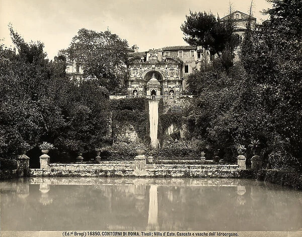 Waterfalls and basins of the hydraulic Organ in the garden of Villa d'Este in Tivoli
