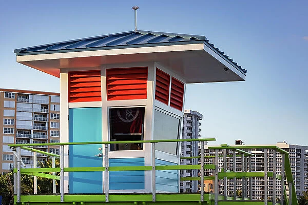 Florida, South Florida, Pompano Beach, lifeguard house on the beach