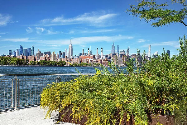 New York City, Brooklyn, Williamsburg, Domino Park, Midtown skyline views