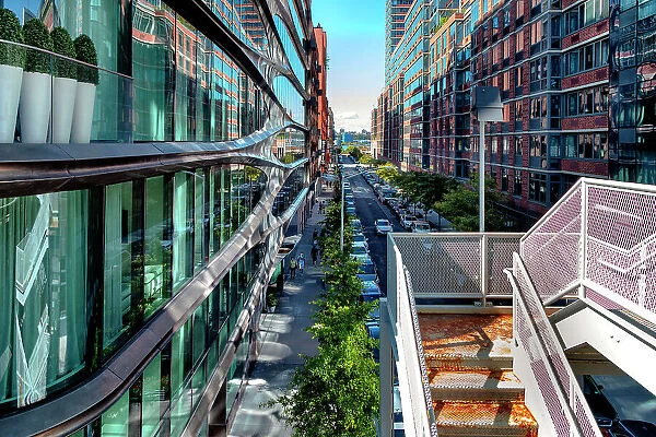 New York City, Zaha Hadid Building viewed from Manhattan, High Line Elevated Park