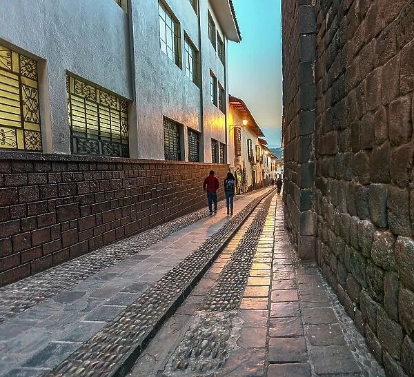 Peru, Cuzco city, Inca passage, pedestrian walkway