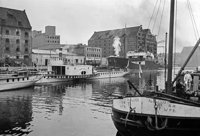Framed Print : Danzig Harbor Print, Ships at Dock Framed Print : Danzig Harbor Print, Ships at Dock