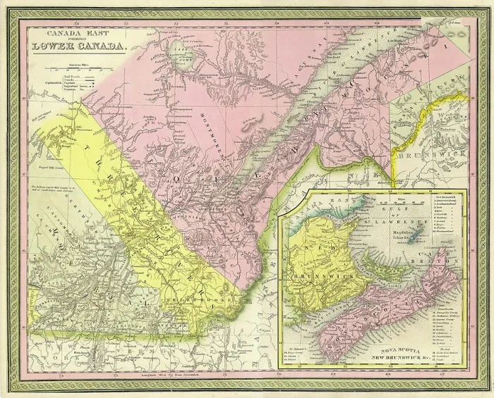 Framed Print : 1850 Mitchell Map of Eastern Canada Print Framed Print : 1850 Mitchell Map of Eastern Canada Print