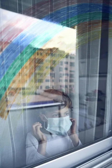 Framed Print : Boy behind window print Framed Print : Boy behind window print