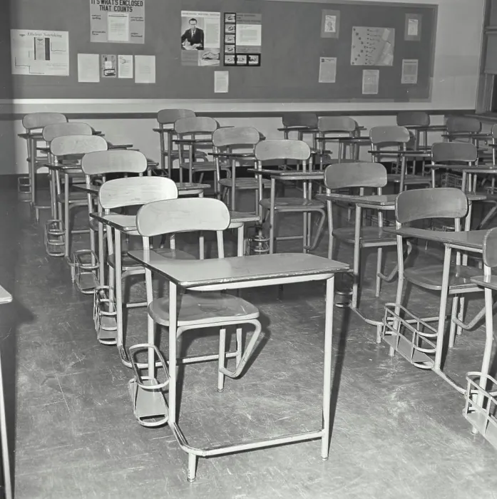 Framed Print : Empty Chairs in a Classroom Print Framed Print : Empty Chairs in a Classroom Print