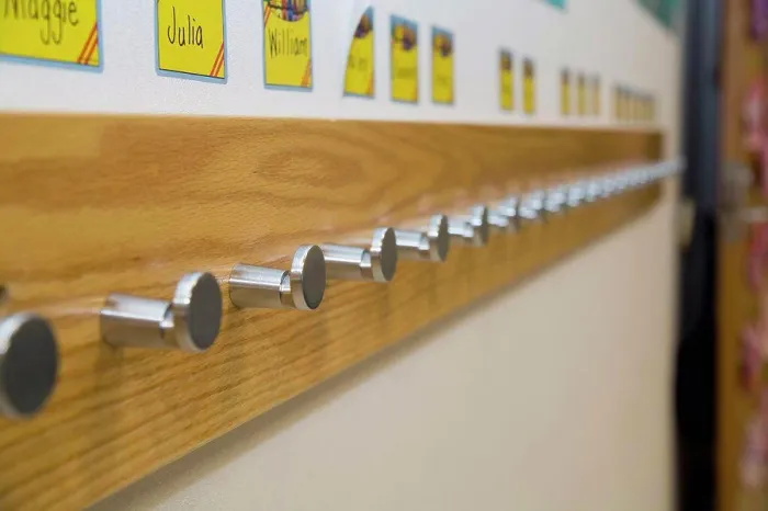 Framed Print : Coat Rack Print in a Primary School Framed Print : Coat Rack Print in a Primary School
