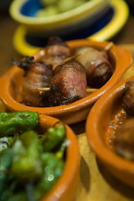 Framed Print : Delicious Bacon-Wrapped Dates Tapas Print, Palma Mallorca Spain Framed Print : Delicious Bacon-Wrapped Dates Tapas Print, Palma Mallorca Spain