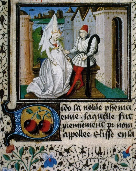 Framed Print : Dido Print, a 15th-century miniature of the queen Framed Print : Dido Print, a 15th-century miniature of the queen