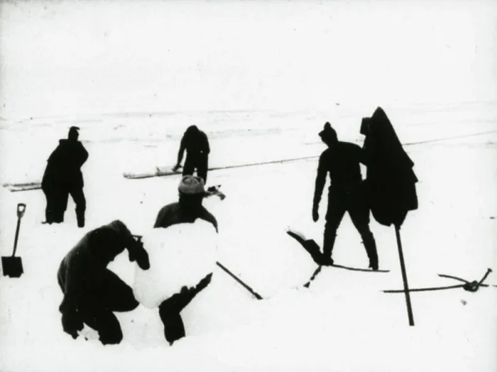 Framed Print : Herbert Ponting Print: Men Digging Ice Framed Print : Herbert Ponting Print: Men Digging Ice