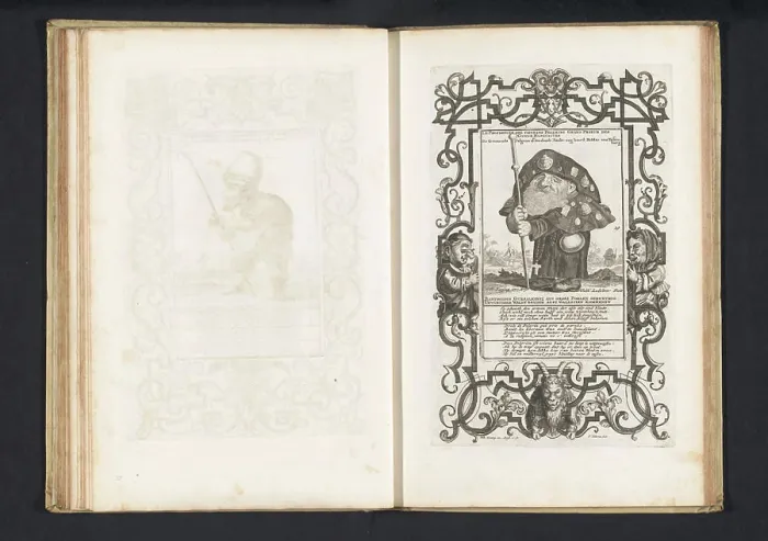 Framed Print : A dwarf pilgrim stands in a decorative frame Framed Print : A dwarf pilgrim stands in a decorative frame