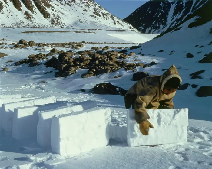 Framed Print : Eskimo Making Igloo Print