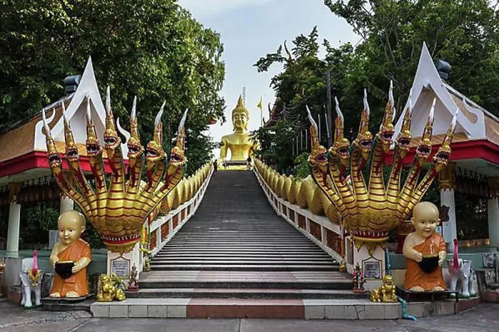 Framed Print : Golden Buddha Statue Print with Seven-Headed Naga Framed Print : Golden Buddha Statue Print with Seven-Headed Naga