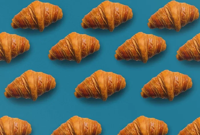Framed Print : Blue Background Horizontal Croissant Print Framed Print : Blue Background Horizontal Croissant Print