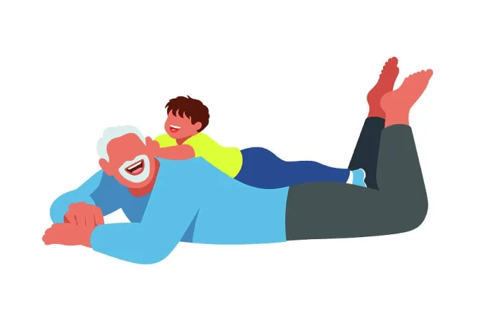 Framed Print : Child on Elderly Man Print Framed Print : Child on Elderly Man Print