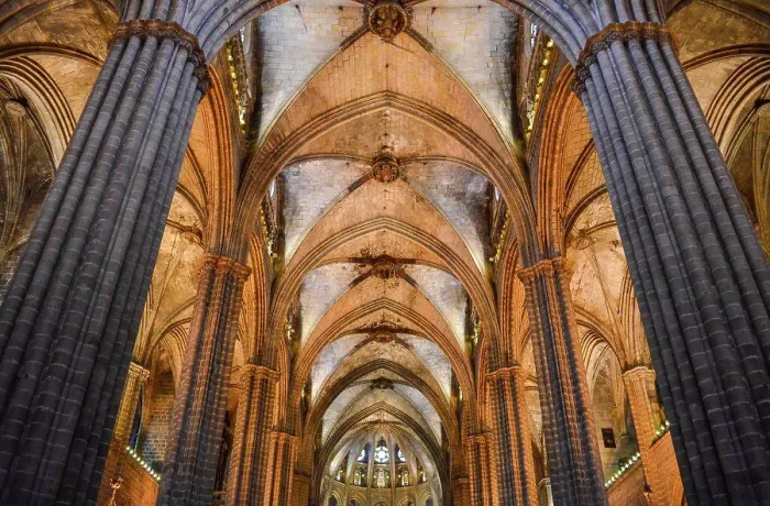 Framed Print : Low Angle Interior Print of Vaulting in Barcelona Cathedral Framed Print : Low Angle Interior Print of Vaulting in Barcelona Cathedral