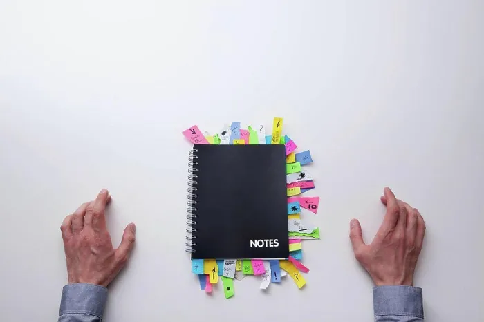 Framed Print : Print of Notepad with Sticky Notes Framed Print : Print of Notepad with Sticky Notes