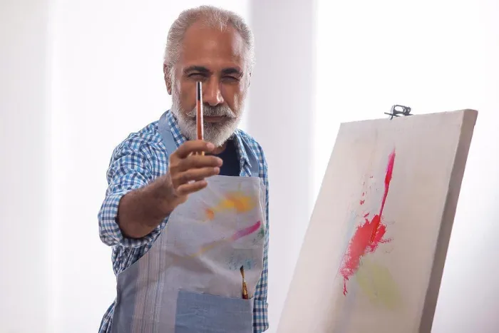 Framed Print : Print of an Old Man Holding a Paintbrush Framed Print : Print of an Old Man Holding a Paintbrush