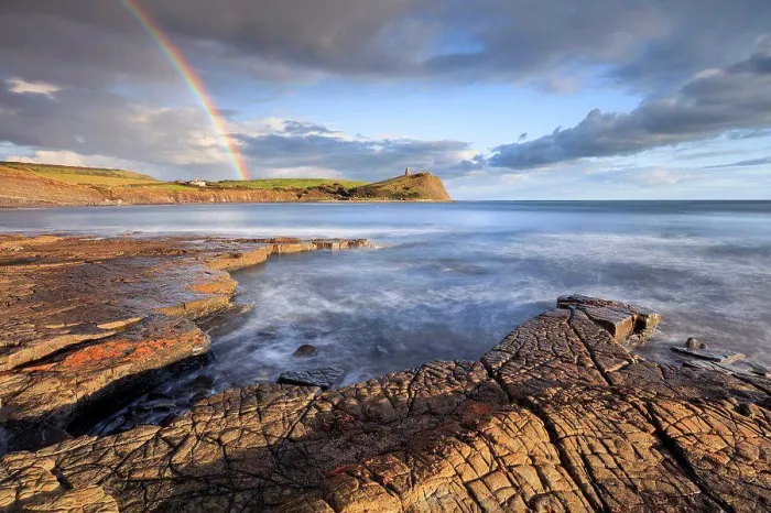 Framed Print : Rainbow over Kimmeridge Bay Print Framed Print : Rainbow over Kimmeridge Bay Print