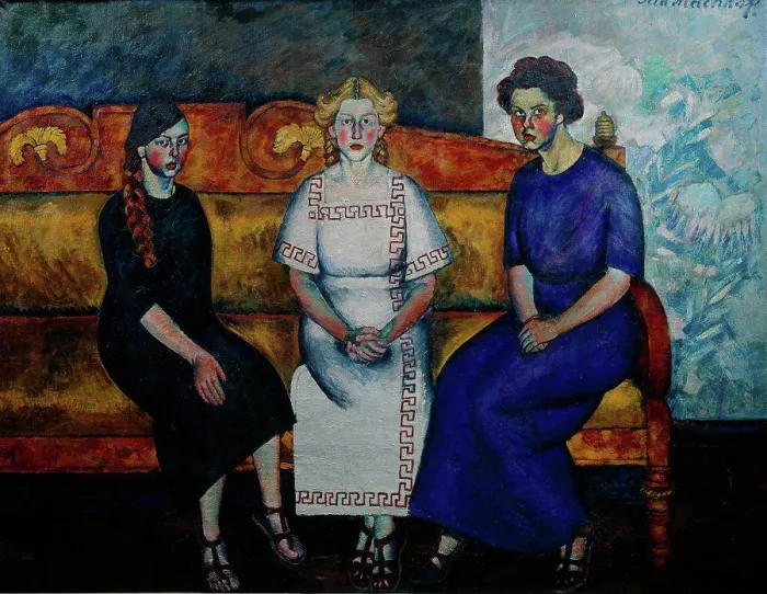 Framed Print : Three Sisters on the Couch Print Oil on canvas 1911 Russia Framed Print : Three Sisters on the Couch Print Oil on canvas 1911 Russia
