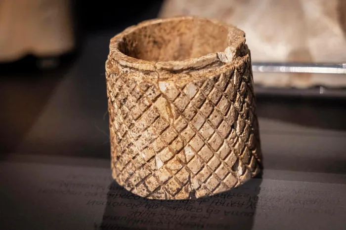 Framed Print : Small cylindrical container print, Tholos da Borracheira artifact Framed Print : Small cylindrical container print, Tholos da Borracheira artifact